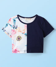 Load image into Gallery viewer, Floral Printed Color Block Crop Top Shorts Set