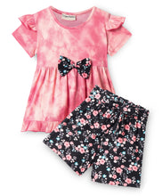 Load image into Gallery viewer, Tie and Dye Frilled Top Floral Short Set