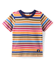 Load image into Gallery viewer, Multicolor Stripes Cotton Half Sleeves Tshirt Short Set