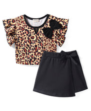 Load image into Gallery viewer, Animal Print Frilled Crop Top Skort Set