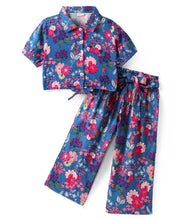Load image into Gallery viewer, Floral Printed Crop Shirt Belted Palazzo Set