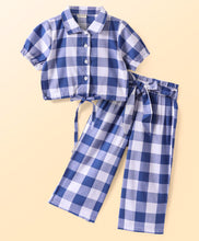 Load image into Gallery viewer, Checkered Crop Shirt Belted Palazzo Set