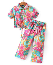 Load image into Gallery viewer, Floral Printed Crop Shirt Belted Palazzo Set