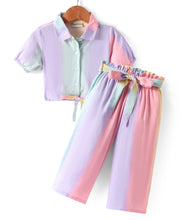 Load image into Gallery viewer, Ombre Printed Crop Shirt Belted Palazzo Set