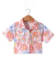 Load image into Gallery viewer, Floral Printed Crop Shirt Belted Palazzo Cotton Set
