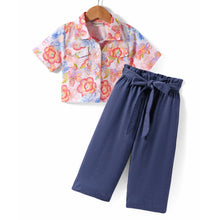 Load image into Gallery viewer, Floral Printed Crop Shirt Belted Palazzo Cotton Set