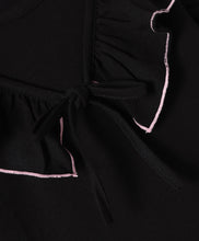 Load image into Gallery viewer, Solid Frilled Top Polka Belted Palazzo Set