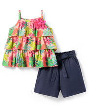 Load image into Gallery viewer, Floral 3 Layered Strap Top Belted Short Set