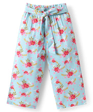 Load image into Gallery viewer, Solid Frilled Crop Top Floral Belted Palazzo Set