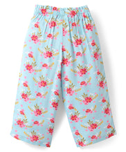 Load image into Gallery viewer, Solid Frilled Crop Top Floral Belted Palazzo Set