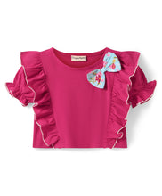 Load image into Gallery viewer, Solid Frilled Crop Top Floral Belted Palazzo Set