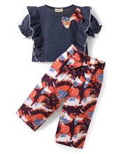 Load image into Gallery viewer, Solid Frilled Crop Top Tie Dye Belted Palazzo Set