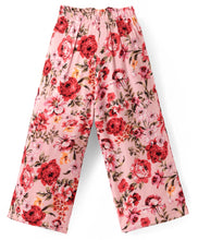 Load image into Gallery viewer, Solid Frilled Crop Top Floral Belted Palazzo Set