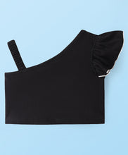 Load image into Gallery viewer, One Shoulder Frilled Crop Top Abstract Belted Palazzo Set