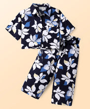 Load image into Gallery viewer, Floral Printed Crop Shirt Belted Palazzo Co-ord Set
