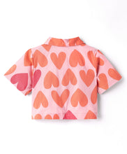 Load image into Gallery viewer, Hearts Printed Crop Shirt Short Co-ord Cotton Set