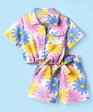 Load image into Gallery viewer, Floral Printed Crop Shirt Short Co-ord Cotton Set