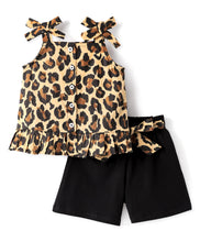 Load image into Gallery viewer, Animal Print Frilled Top Short Cotton Set
