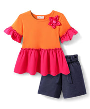 Load image into Gallery viewer, Solid Frilled Color Block Top Skort Set