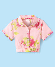 Load image into Gallery viewer, Floral Printed Crop Shirt Belted Palazzo Cotton Set
