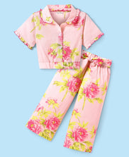 Load image into Gallery viewer, Floral Printed Crop Shirt Belted Palazzo Cotton Set
