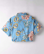 Load image into Gallery viewer, Floral Printed Crop Collar Top Belted Palazzo Set