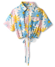 Load image into Gallery viewer, Floral Shirt Style Crop Top Belted Palazzo Co-ord Set