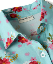 Load image into Gallery viewer, Floral Shirt Style Crop Top Belted Palazzo Co-ord Set