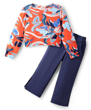 Load image into Gallery viewer, Abstract Printed Cotton Spandex Crop Top and Pant Set