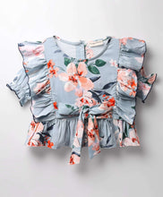 Load image into Gallery viewer, Floral Printed Frilled Crop Top and Pant Co-ord Set