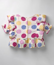 Load image into Gallery viewer, Polka Printed Frilled Crop Top and Pant Set