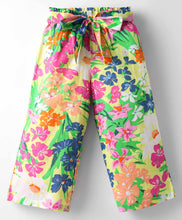 Load image into Gallery viewer, Floral Shirt Style Crop Top Belted Palazzo Cotton Co-ord Set