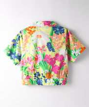 Load image into Gallery viewer, Floral Shirt Style Crop Top Belted Palazzo Cotton Co-ord Set