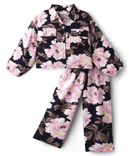Load image into Gallery viewer, Floral Shirt Style Crop Top Belted Palazzo Co-ord Set