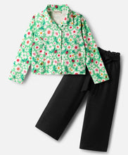 Load image into Gallery viewer, Floral Collar Crop Top with Culotte Pant Set
