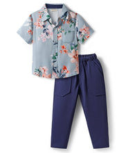 Load image into Gallery viewer, Floral Printed Shirt and Waffle Knit Pant Set