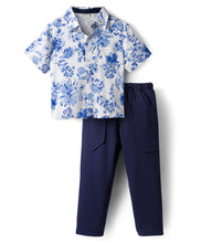 Load image into Gallery viewer, Floral Printed Shirt and Waffle Knit Pant Set