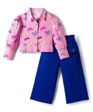 Load image into Gallery viewer, Butterfly Printed Woven Top and Waffle Culotte Pant Set
