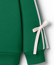 Load image into Gallery viewer, Solid Terry Side Taped with Bow Sweatshirt and Pant Co-ord Set