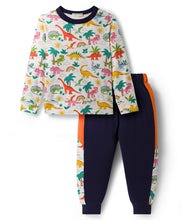 Load image into Gallery viewer, Dinosaur Printed Cotton Tshirt Side Taped Jogger Set
