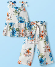 Load image into Gallery viewer, Floral Printed Straped Top Belted Palazzo Set