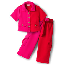 Load image into Gallery viewer, Waffle Shirt Style Crop Top Belted Palazzo Co-ord Set