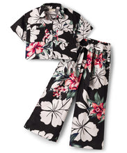 Load image into Gallery viewer, Floral Shirt Style Crop Top Belted Palazzo Co-ord Set