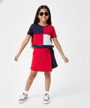 Load image into Gallery viewer, Color Block Cotton Solid Crop Top Skort Set