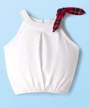 Load image into Gallery viewer, Round Neck Cotton Solid Crop Top Check Skort Set