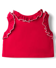 Load image into Gallery viewer, Solid Frilled Crop Top and Polka Skort Set