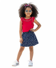 Load image into Gallery viewer, Solid Frilled Crop Top and Polka Skort Set