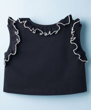 Load image into Gallery viewer, Solid Frilled Crop Top and Polka Skort Set