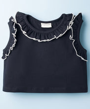 Load image into Gallery viewer, Solid Frilled Crop Top and Polka Skort Set