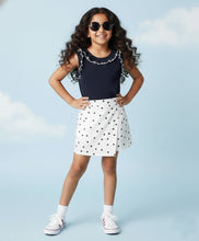 Load image into Gallery viewer, Solid Frilled Crop Top and Polka Skort Set